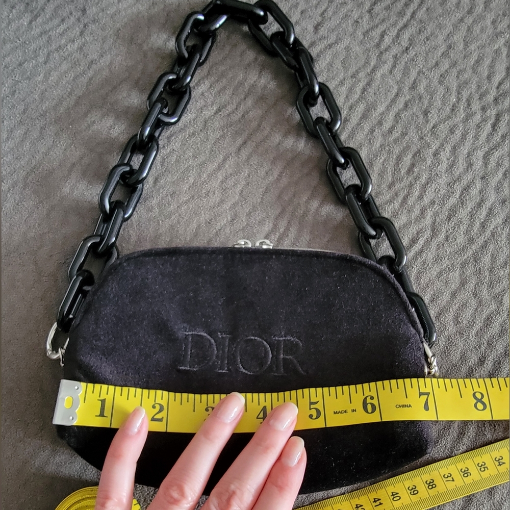 DIOR CD Black Cosmetic Bag Makeup Case Wristlet - Picture 6 of 11